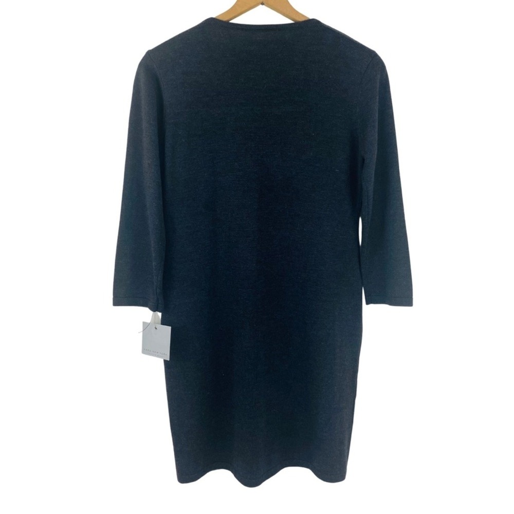 Marc New York Andrew Marc Gray Studded V-Neck Sweater Dress 3/4 Sleeve Womens L - Picture 4 of 6